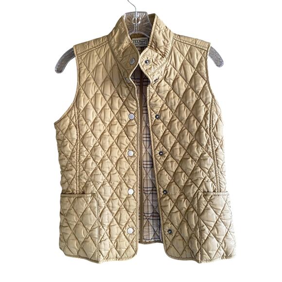 Women's L.L. BEAN Quilted Vest Size XS Tan Lined Insulated Snap Front 0 GCY1 - Picture 5 of 8